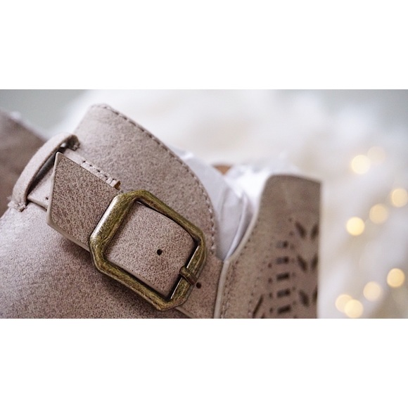 Nude Vegan Leather Distressed Ankle Booties - Picture 4 of 9